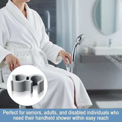 3 Pcs Silicone Shower Head Holder, Universal Shower Hose Holder for Chair, Showerhead Holders for Elderly Disabled Users, Bath Tub Hose Attachment Handicap Showers Accessories(Gray)
