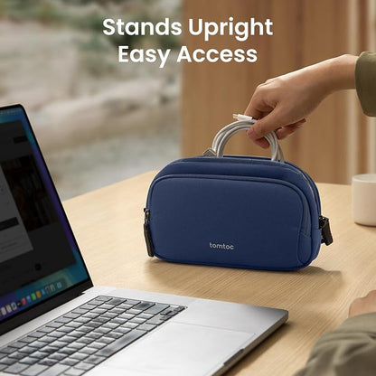 tomtoc Electronic Organizer Travel Case, Water Resistant Dual Compartment Tech Pouch Cable Organization Storage Bag for Charger, Cord, Phone, Hard Drive, Power Bank, Accessories Travel Essentials | Water Resistant Cable Pouch Storage Bag for Charger, C...
