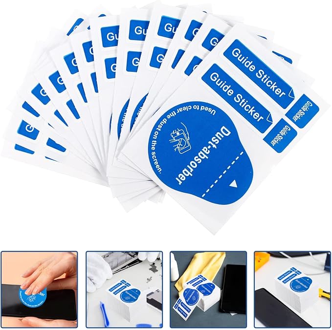 Mikikit Dust Absorber Sticker, 400pcs Dust Removal Stickers Laptop Phone Tablet Screen Cleaning Stickers LCD Dust Remover Sticker Tools for Phone Tempered Glass Screen Film