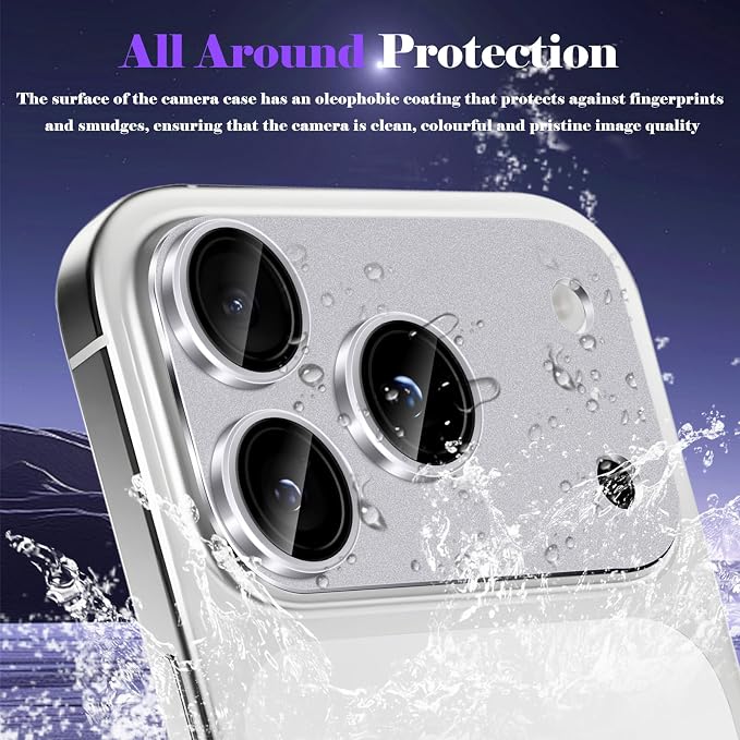 Camera Lens Protector for iPhone 17 Pro Max Camera Lens Protector [Strong Adsorption] [Not Easy to Break] Metal Tempered Glass Rear Camera Screen Cover - Titanium Grey