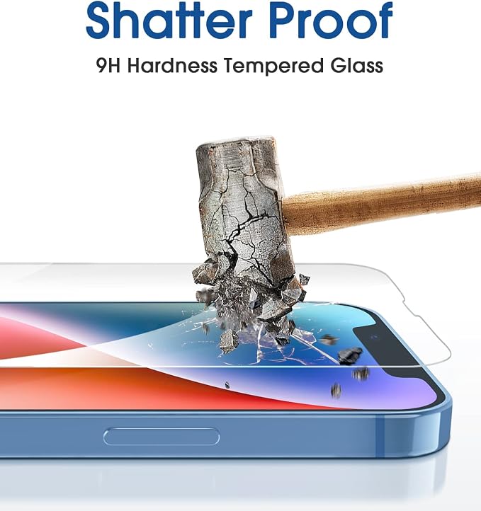 amFilm Tempered Glass Screen Protector + Camera Lens Protector for iPhone 14 6.1, Easy OneTouch Installation, Auto-alignment, Bubble Free Case Friendly, Anti-Scratch (Pack of 2)