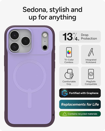 ZAGG Sedona Snap Case for iPhone 17 Pro Max - Purple Dusty Grape, Drop Protection (13ft/4m), Graphene-Reinforced Multi-Layer Protection, MagSafe Phone Case with Impact-Absorbing Bumpers, Slim