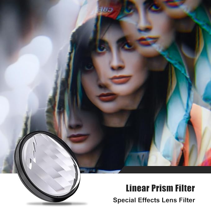 GREEN.L 77mm Linear Prism Filter, Special Effects Filter for Creative Multiple Images & Foreground Blur, Premium Optical Glass, with Portable Pouch