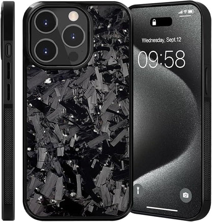 Hexafiber Phone Case,Forged Carbon Fiber Flakes Case,All-Inclusive,Support Wireless Charging,Anti-Slip Sides for iPhone Series (for iPhone 14 Pro,Silver)