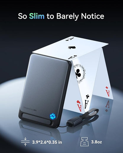 INIU Magnetic Portable Charger, Slim Qi2 Certified 5000mAh 20W Magnetic Power Bank, USB C in&Out Wireless Battery Pack Phone Charger, Only for iPhone 16/15/14/13/12 Series, White