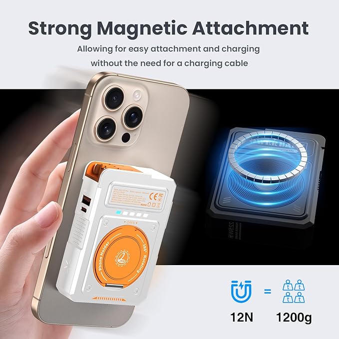 for Magsafe Battery Pack 10000mAh,5-in-1 Magnetic Portable Charger with Wall Plug, Wireless Power Bank for Apple Watch,22.5W Fast Charging PowerBank for iPhone 17 Pro Max/16/15/14/13/12