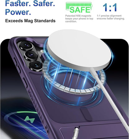 RMOCR for Samsung Galaxy S26+ Plus Case with Screen Protector+Lanyard Wrist Strap,Magnetic Translucent Matte Rugged Slim Phone Cover Built in Invisible Kickstand [Fit for MagSafe],2026 Purple