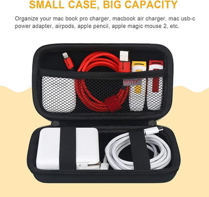 BOVKE Travel Cable Organizer Bag Electronics Accessories Case Portable Travel Gadget Bag for USB Flash Drive, Adapter, Charging Cable, Charger, SD Card, Earbuds, Small Power Bank, Black+Inside Black