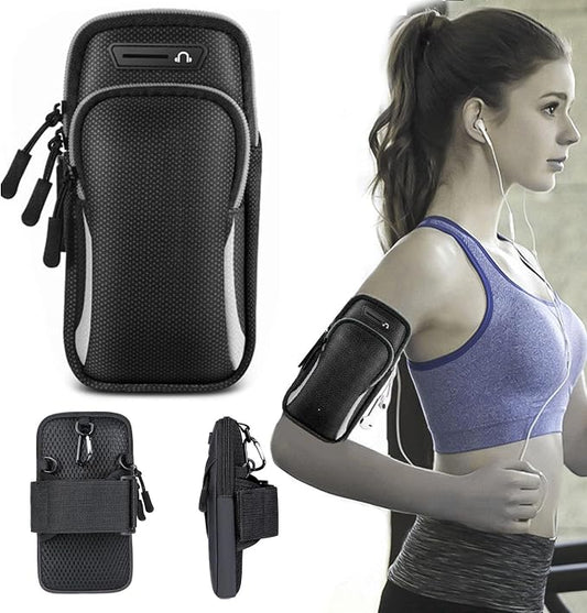 Phone Holder Arm Bands, Small Crossbody Shoulder Holsters Bag with Arm Band,Arm Band Sleeve Fit Sport Gym Hiking Black (Black)