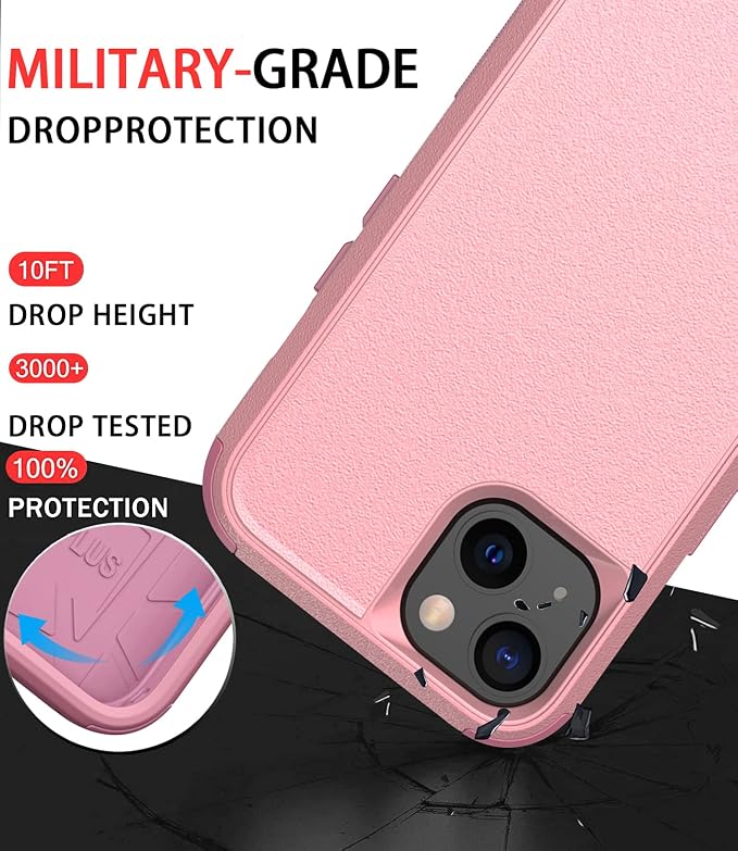 Diverbox for iPhone 13 Case [Shockproof] [Dropproof] [Dust-Proof],Heavy Duty Protection Phone Case Cover for Apple iPhone 13 (Pink)