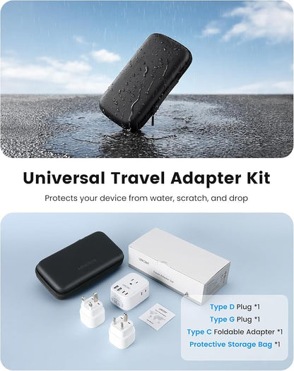 LENCENT Type C and Type D G Universal Travel Adapter Kit International Plug | Power Adapter for Europe UK Maldives Italy Ireland Scotland Dubai Singapore India Sri Lanka Tanzania Zanzibar Kuwait Nepal