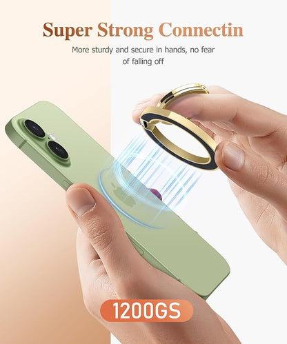 GVIEWIN Magnetic Phone Ring Holder, Compatible with MagSafe Phone Grip with Adjustable Stand, Magnet Phone Ring Kickstand for iPhone 17/16/15/14/13/12 Pro Max Plus Air/Other Phones (Glitter/Green)