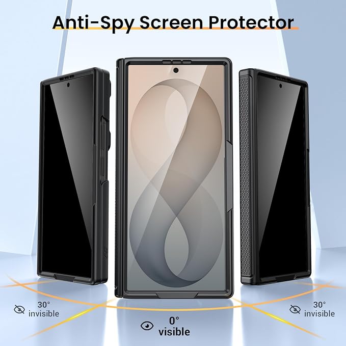 VEGO for Z Fold 8 Ultra Case with Screen Protector Anti-Peeping, Black | Built-in Hinge Protection &Slide Camera Cover Military-Grade Shockproof Rugged Kickstand Case for Galaxy Z Fold 8 Ultra-Black