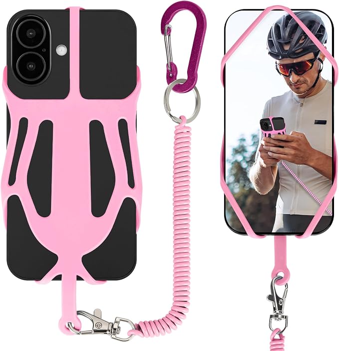 HOTEMIA Silicone Phone Lanyard Holder with Carabiner, Universal Phone Strap,Anti-Theft Phone Case with retractable tether