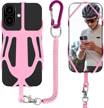 HOTEMIA Silicone Phone Lanyard Holder with Carabiner, Universal Phone Strap,Anti-Theft Phone Case with retractable tether