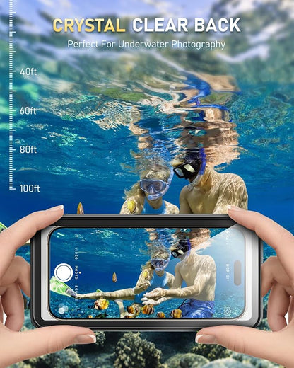 Waterproof Phone Case, IPX8 Underwater Floating Pouch for Snorkeling Swimming Beach Cruise Travel, Water Proof Dry Case for iPhone 17/16/15/14 Pro, Samsung Galaxy S26/S25/S24 (Black)