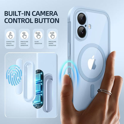 BERFY for iPhone 17 Case, Compatible with MagSafe, Built-in Privacy Screen Protector, Camera Protection, Shockproof Full Body Phone Case 6.3", Clear Light Blue