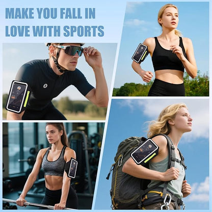 Running Armband with Earphone Pouch & Card Slot, Running Phone Holder for iPhone 17 16 15 14 Pro Max Plus Galaxy S25 S24 S23 Ultra, Up to 6.8" Phones