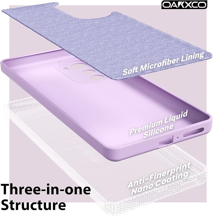 oakxco for Motorola Moto Edge Plus 2022/Edge Plus 5G UW 2022 Phone Case Liquid Silicone, Thin Slim Soft Rubber Gel TPU Plain Simple Cover for Women, Matte Solid Color, Lilac Light Purple Lavender