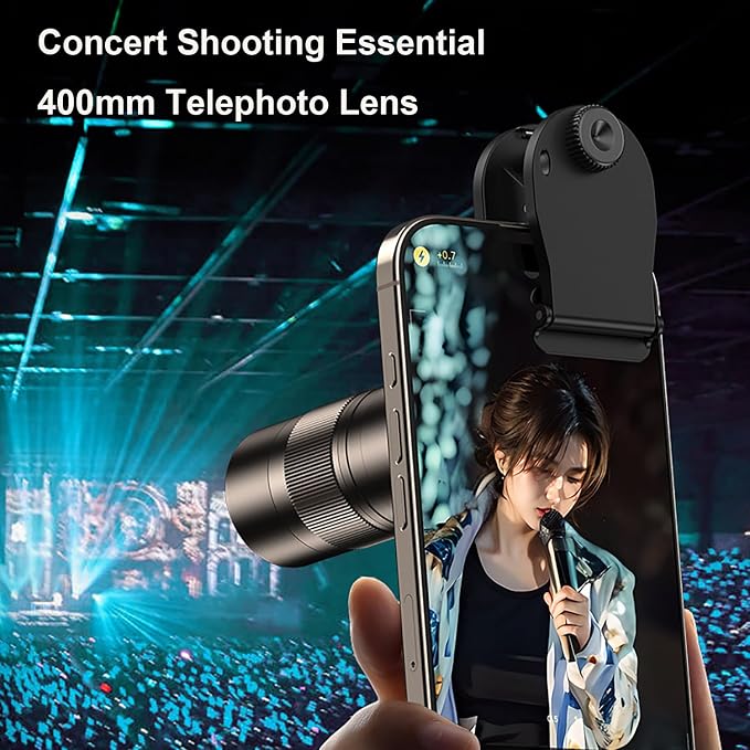 400mm Telephoto Lens for iPhone & Android – HD Phone Telescope with FMC 7-Layer Optical Coating, Universal Clip, Eyepiece & Carrying Case for Wildlife, Sports & Travel