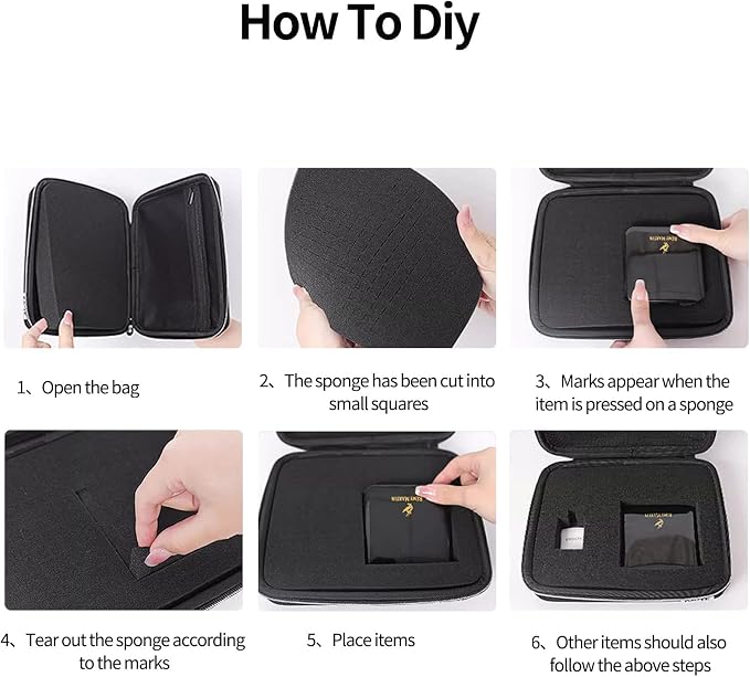 Electronics Organizer Travel Case,DIY Sponge Protection Electronic Organizer Travel Carrying Case Tech Accessories Hard Case Tech Pouch for Mouse Projector Charger Phone Earphone Hard Disk