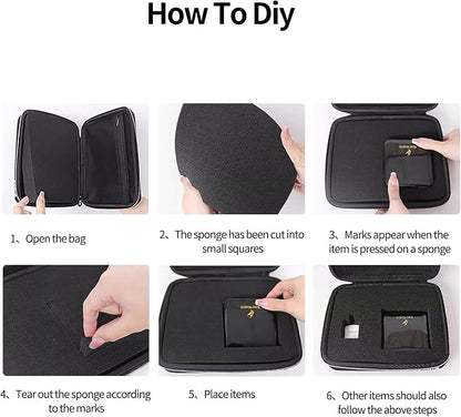 Electronics Organizer Travel Case,DIY Sponge Protection Electronic Organizer Travel Carrying Case Tech Accessories Hard Case Tech Pouch for Mouse Projector Charger Phone Earphone Hard Disk