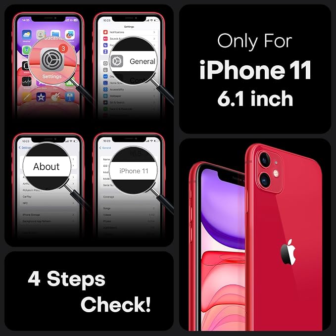TOCOL for iPhone 11 Case, Compatible with Magsafe, Full Camera Protection, Built-in Magnets, Drop Protection, Translucent Matte Phone Case for iPhone 11 6.1 inch (Red)