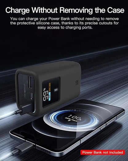 Silicone Case for CUKTECH 10 Mini Power Bank (10000mAh 55W) Full-Body Protective Cover for CUKTECH 10 Mini Portable Charger,Precise Port Cutouts (Case Only) Black