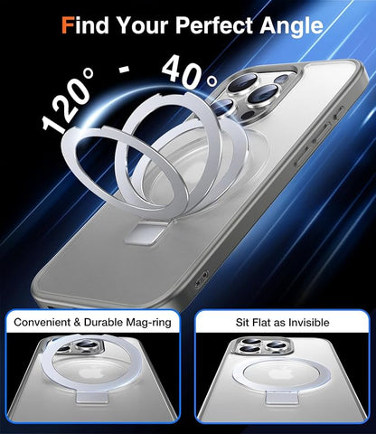 Chicfun 3-in-1 [Magnetic+Kickstand+Ring Holder] for iPhone 15 Pro Max Case Stand Ring Holder Compatible with MagSafe, Military Shockproof Protective Matte iPhone 15 Pro Max Phone Case Kickstand Cover