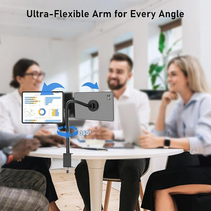 Magnetic Gooseneck Tablet Holder, iPad Desk Clamp Mount for Bed & Desk, 360 Degree Adjustable Arm, Compatible with MagSafe,Fits 4.7"-13.5" Devices, Phones, iPad Pro/Air/Mini, Kindle Fire, Galaxy Tab