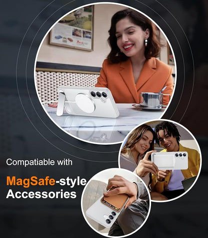 Magnetic for Samsung Galaxy S25 Plus Case, [Innovate Stand][Military Grade Drop Protection][Non Slip][Translucent Matte] Shockproof Phone Case for Galaxy S25 Plus 6.7" 2025 -Clear Matte