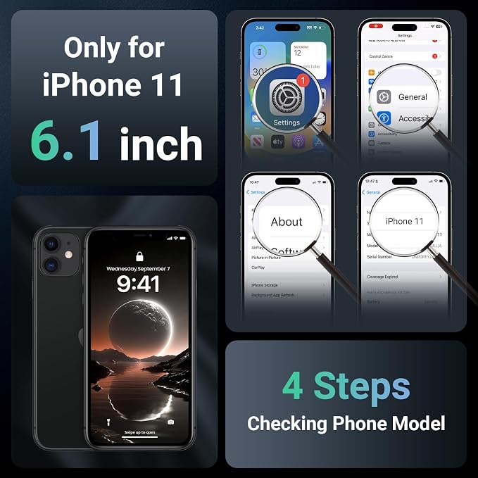 jaroco Magnetic for iPhone 11 Case, [Compatible with MagSafe][Military Grade Drop Protection][Heavy Duty Protection][Non-Slip][Shockproof] 2-Layer Durable Bumper Phone Case 6.1''-Black