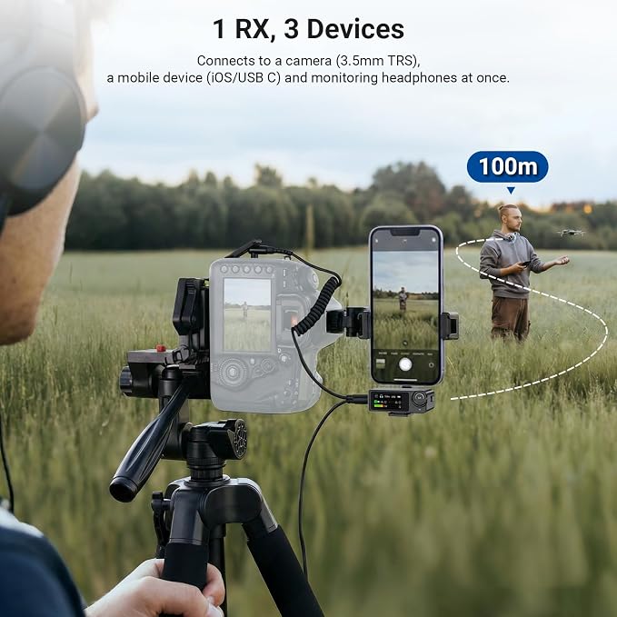 NEEWER CM36 Pro Wireless Microphone, AI Noise Cancellation, 48KHz/32bit Float, 8GB Storage, 85dB SNR, 54H Battery with Charging Case, 328ft Range, Lav Mic for iPhone Android Vlog Camera PC