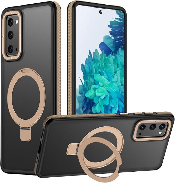 for Samsung Galaxy S20 FE Case, Magnetic Adjustable Ring Stand [Fit for Magsafe], [Military-Grade Shockproof Protection] Phone Case with Kickstand&Ring Holder (Desert Gold)