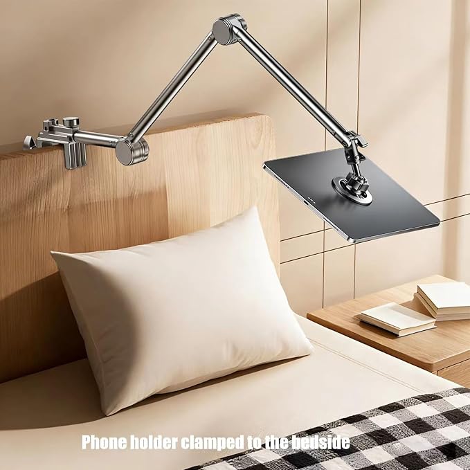 Phone Holder for Bed, Magnetic Cell Phone Stand for iPhone17 16 15 14 13 12 Pro Max Plus Mini, Flexible Long Arm Mount 360 Adjustable for Desk/Bedside Filming/Video or Photo