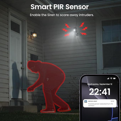 Cameras for Home Security-2.4Ghz WiFi Security Cameras Wireless Outdoor, Battery Powered with Solar Panel, Color Night Vision, AI Motion Detection, SD Card/Cloud Storage, Work with Alexa, Y8 2P