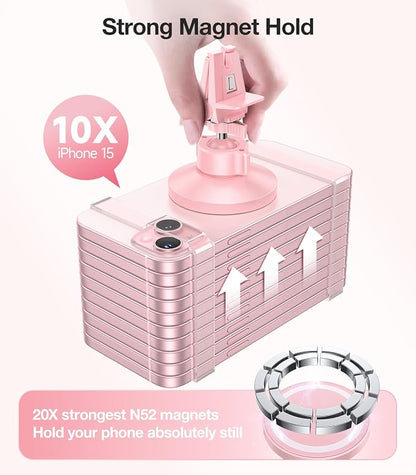 VICSEED for MagSafe Car Mount [Upgraded Strongest Magnet Power] Magnetic Phone Holder for Car Vent 360 Adjustable Magnetic Car Phone Holder Mount for iPhone 15 14 13 12 Pro Max Plus Mini, Pink