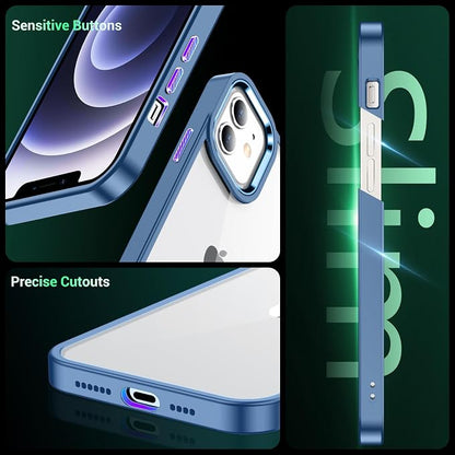Temdan for iPhone 12 Case Clear [Not Yellowing] Shockproof Slim iPhone 12 Phone Case 6.1 Inch Blue/Clear