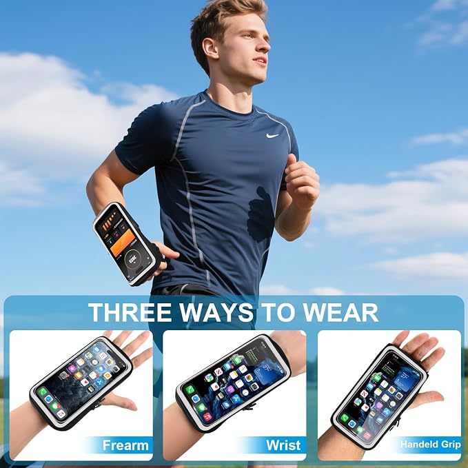 Phone Holder for Running, Wristbands Frearm Band Up to 6.9″, Cell Phone Armband for iPhone 16 15 14 13 12 11 Pro Max XS XR X Plus Galaxy Pixel, Workout Running Gear Essentials Fitness