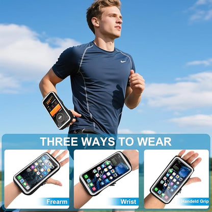 Phone Holder for Running, Wristbands Frearm Band Up to 6.9″, Cell Phone Armband for iPhone 16 15 14 13 12 11 Pro Max XS XR X Plus Galaxy Pixel, Workout Running Gear Essentials Fitness
