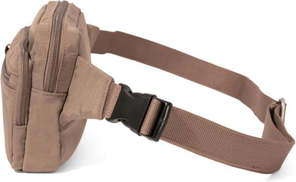 Baggallini Securtex Anti-theft Belt Bag 8.8"x5.5" Crossbody Fanny Pack for Women RFID Wallet Locking Zipper Travel Purse