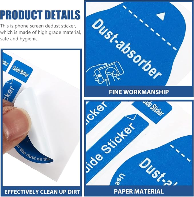 Mikikit 600pcs Cleaner- Sticking Tempered LCD Dedust Laptop Stickers Stickers, Decals Touch Tool Sticker, for Screen Removal Vacuum Sticker Mobile Blue