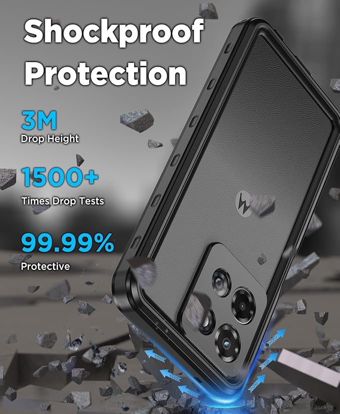 Beasyjoy for Moto G 5G 2025 Case Waterproof, IP68 Underwater with Built-in Screen Protector, Full Body Military Grade Shockproof Dustproof Protective Rugged Cover for Motorola G 5G 2025, Black