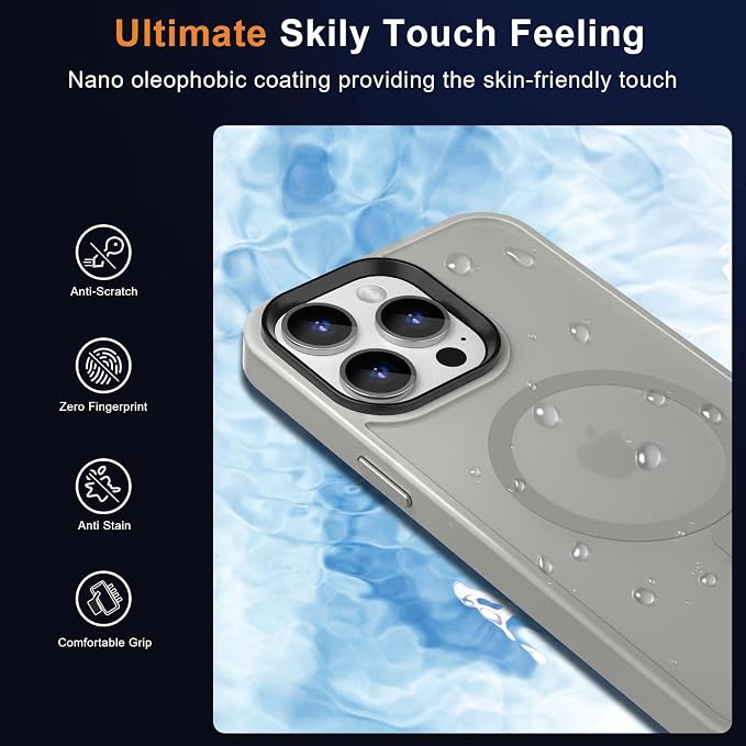 MOCCA Strong Magnetic for iPhone 13 Pro Max Case,[Compatible with Magsafe][Glass Screen Protector+Camera Lens Protector] Slim Thin Shockproof Cover Phone Case for iPhone 13 Pro Max 6.7",Titanium Gray