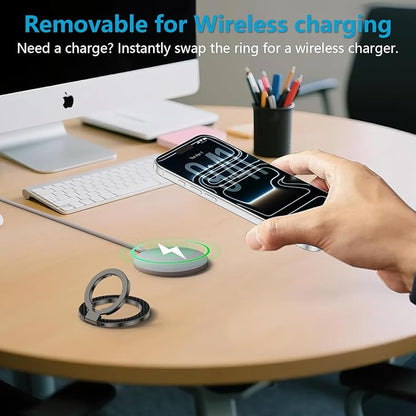 MagSafe Phone Ring Holder, 360° Rotation Magnetic Phone Grip Kickstand with Double-Sided Magnet Mag Safe Finger Ring Stand for Samsung S26 S25 FE S24 Ultra iPhone 17/16/15/14 Pro Max Google Pixel 10a