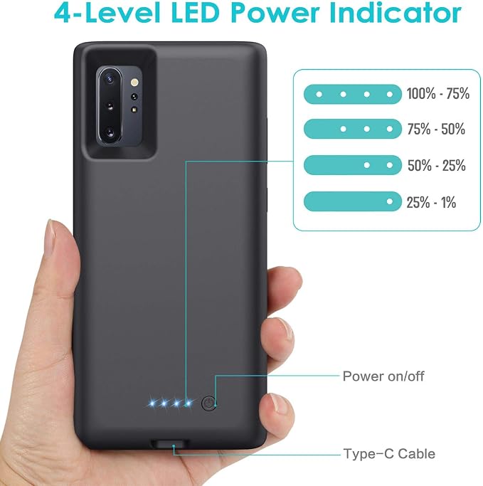 Battery Case for Galaxy Note10+ 5G [6.8 inch], 8500mAh Portable Charging Case Extended Battery Pack for Samsung Galaxy Note 10+/ Note 10 Plus -[Black]