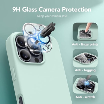 GONEZ Magnetic for iPhone 16 Pro Case, Compatible with MagSafe, [Screen Protector + Camera Lens Protector], Silicone Shockproof Anti-Scratch Protective Phone Case 6.3 inch, Mint Green