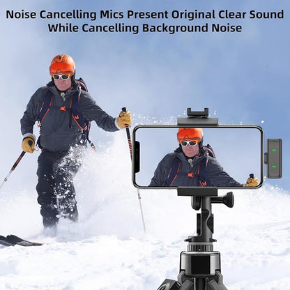 Wireless Lavalier Microphone for iPhone 17/16/15 Android - Mini Phone Microphone Clip on Lapel Mic with 35H Charging Case for Video Recording TikTok YouTube, 75Ft Transmission