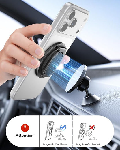 SUPERONE [2026 Upgraded] Magnetic Phone Ring Holder for MagSafe, Dual-Sided Removable Magnetic Phone Grip with Kickstand, Super Magnet Ring for iPhone 17/16/15/14/13/12 MagSafe Accessories, Androids