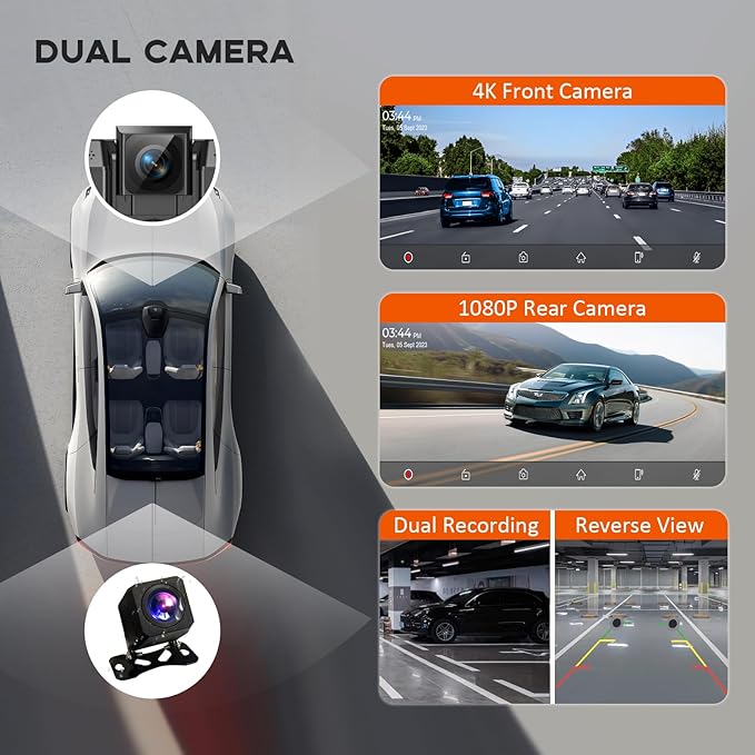 Largest 11.5" Portable Apple Carplay Screen for Car, 4K Wireless Car Play & Android Auto, Upgrade Touchscreen with Dash Cam, App Control/Loop Recording/Backup Camera/Mirror Link/GPS/FM